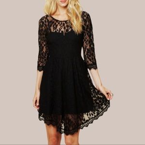 Free People Black Lace Midi Dress